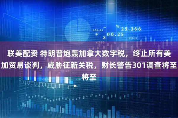 联美配资 特朗普炮轰加拿大数字税，终止所有美加贸易谈判，威胁征新关税，财长警告301调查将至